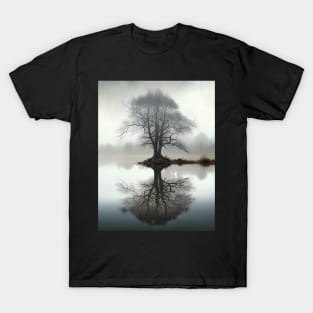 Surreal Tree Reflection on Lake Art Print T-Shirt